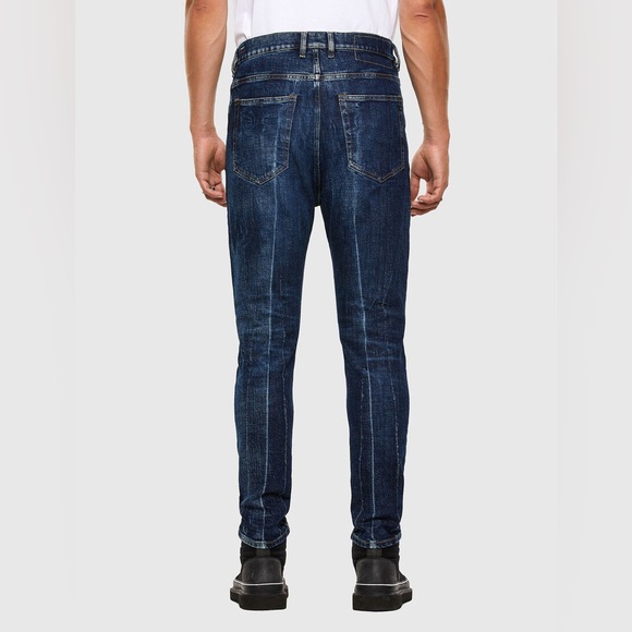 SOLD! Diesel D-Vider Carrot Blue Denim Jeans 0092X Stretch Distressed Mens - Picture 2 of 16